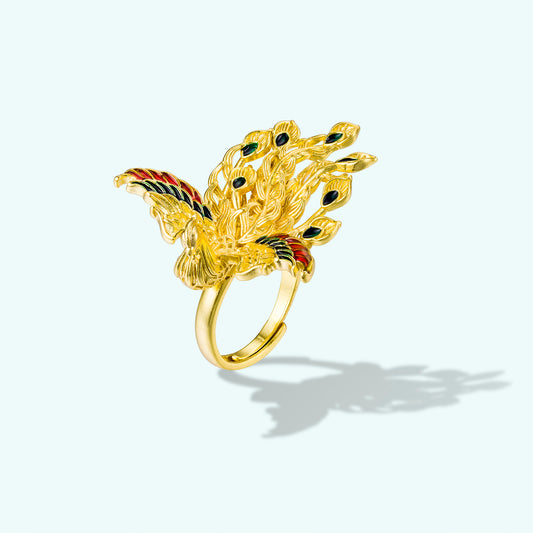 Soaring Phoenix Enamel Ring